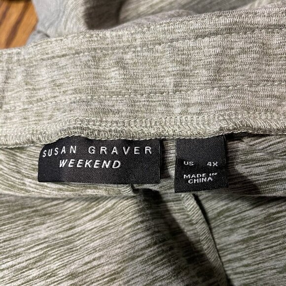 Susan Graver Weekend Women 4X Rustic Olive Heather Jersey Knit Leggings NWOT - Picture 7 of 9